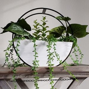 White wooden plant holder